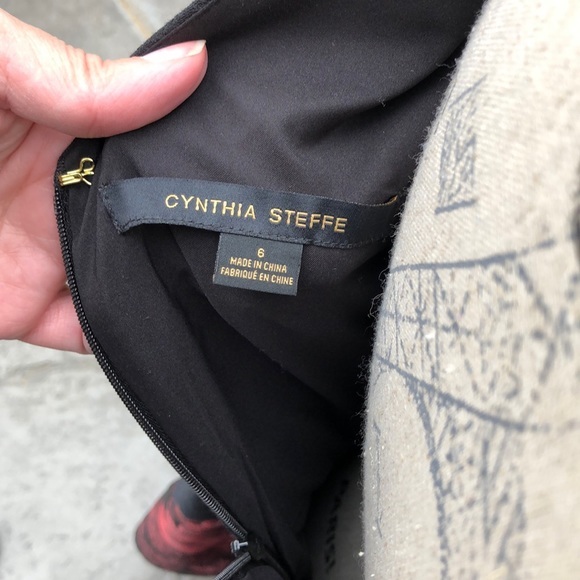 Cynthia Steefe Black Metallic Red Floral Dress -6 - Picture 6 of 8